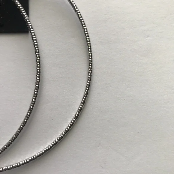 Guess Silver Jeweled Beveled Hoop Earrings. NEW!! - Picture 2 of 2